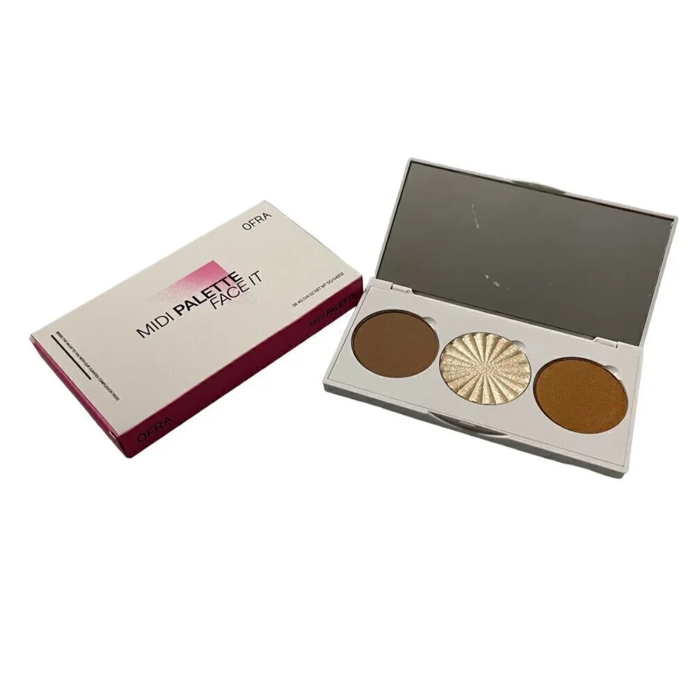 Ofra BNIB Brown Gold Bronzer Contour Highlighter Trio Face It Midi Palette